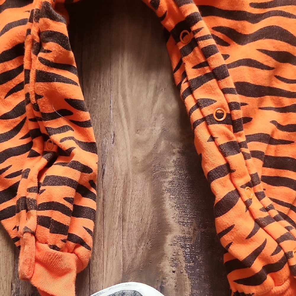 Orange Tiger Print Kids One Piece - Picture 2 of 8